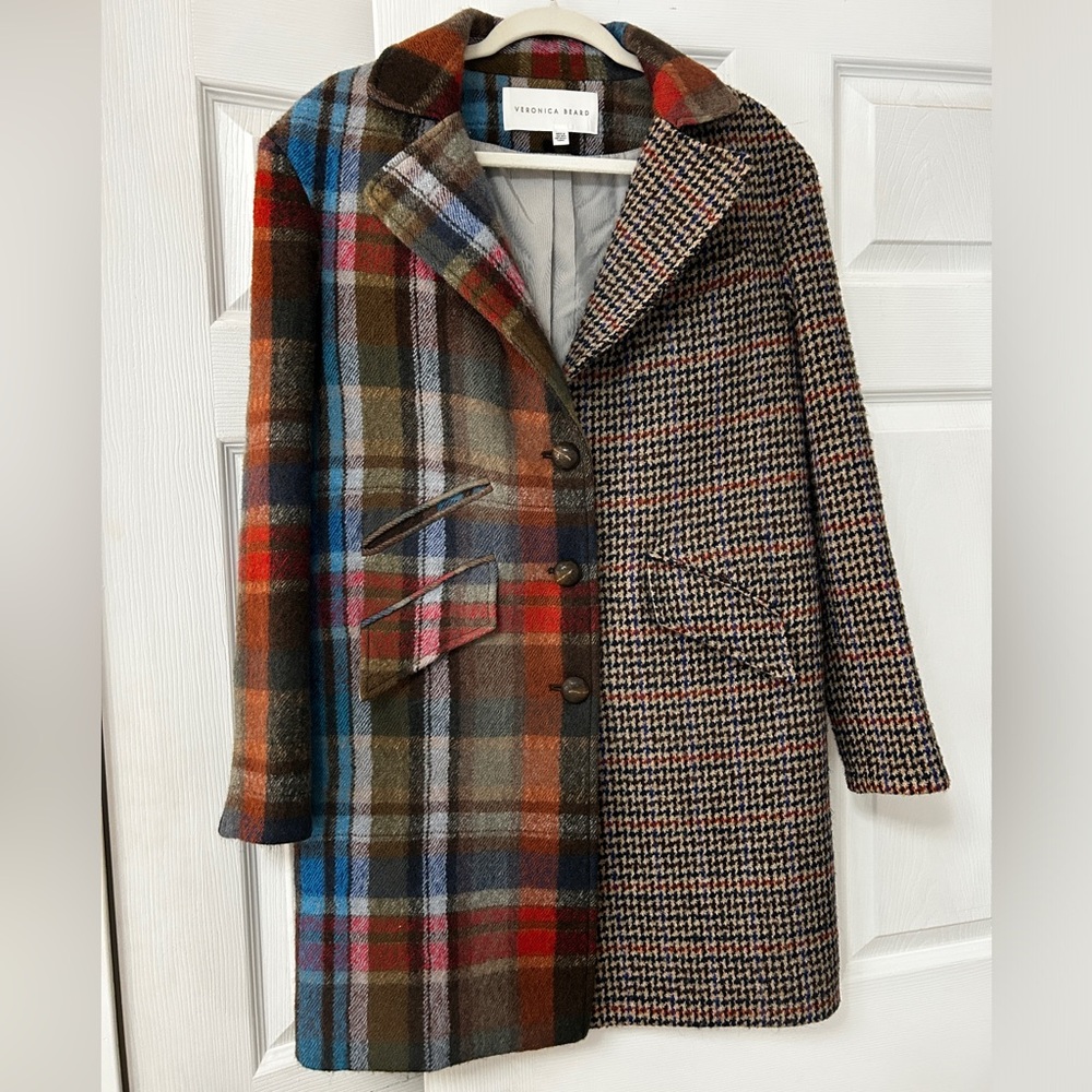 Veronica Beard India Plaid Dickey 100% Virgin Wool Multi Coat Jacket